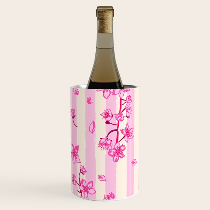 Retro Pink Cherry Blossoms Wine Chiller Gallery Image 2