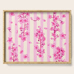 Retro Pink Cherry Blossoms Serving Tray Gallery Image 1