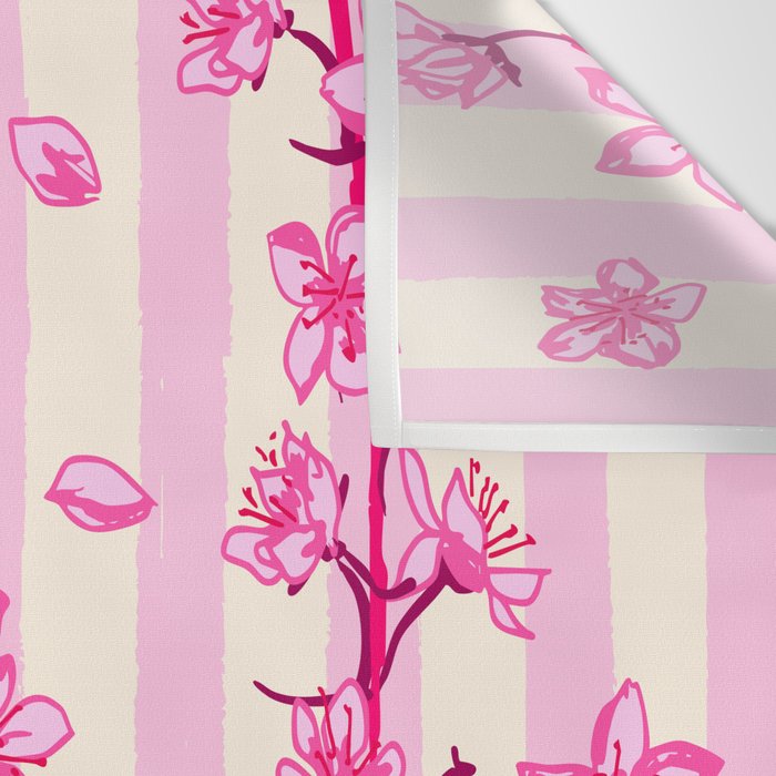 Retro Pink Cherry Blossoms Wall Tapestry Gallery Image 3