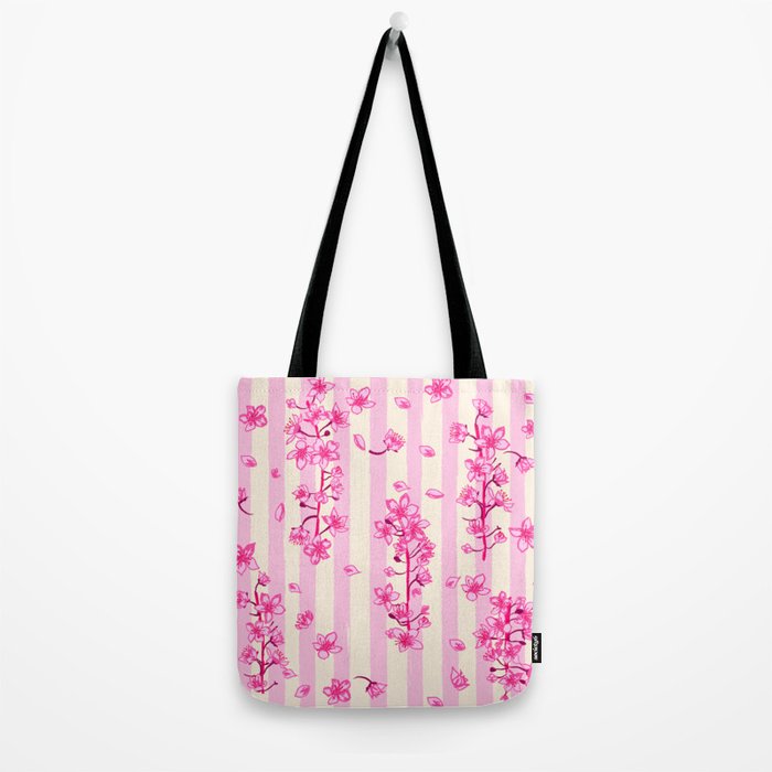 Retro Pink Cherry Blossoms Tote Bag Gallery Image 2
