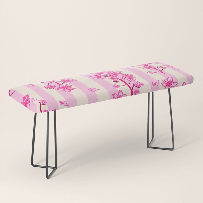 Retro Pink Cherry Blossoms Bench Gallery Image 1