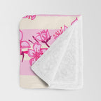 Retro Pink Cherry Blossoms Throw Blanket Gallery Image 3