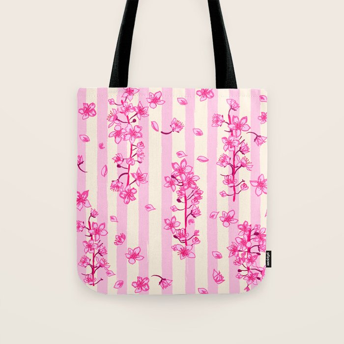 Retro Pink Cherry Blossoms Tote Bag Gallery Image 1