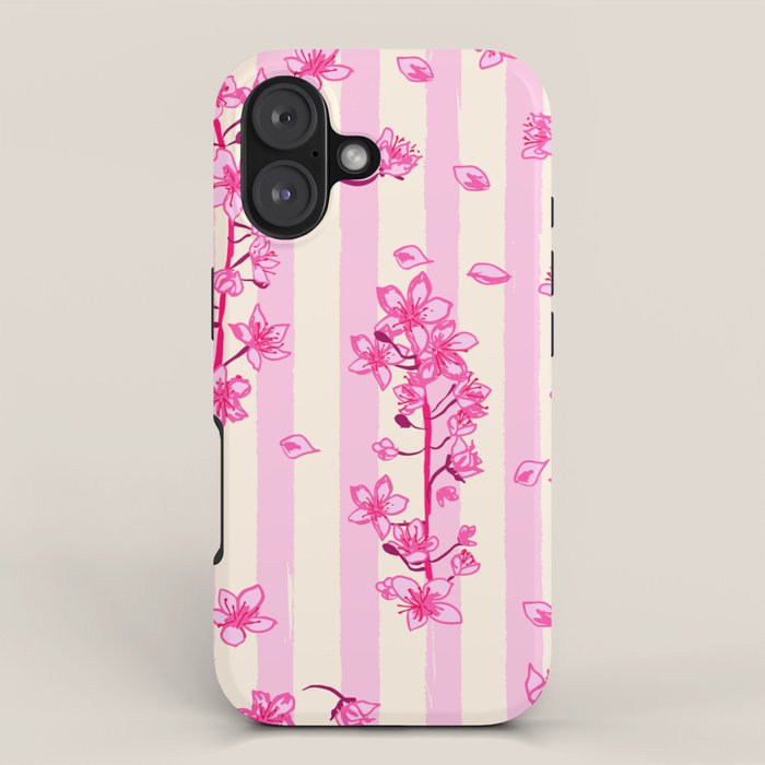 Retro Pink Cherry Blossoms iPhone Case Gallery Image 1