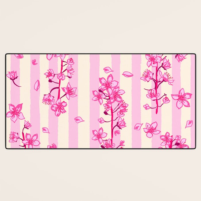 Retro Pink Cherry Blossoms Desk Mat Gallery Image 3