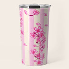 Retro Pink Cherry Blossoms Travel Mug Gallery Image 1