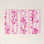 Retro Pink Cherry Blossoms Welcome Mat Gallery Image 1