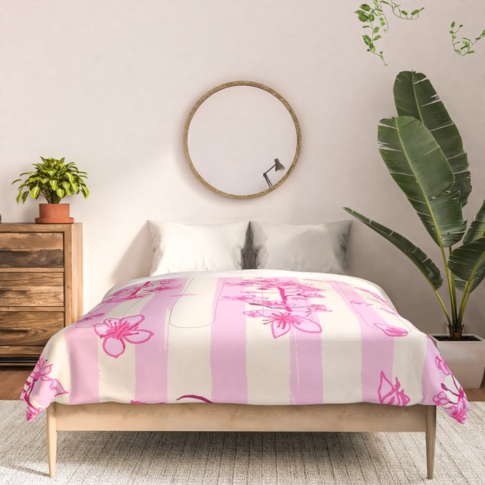 Retro Pink Cherry Blossoms Comforter Gallery Image 3