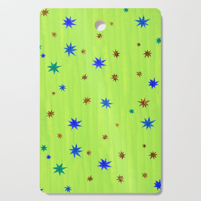 Celestial Star Twinkle in Galaxy Green Watercolor Cutting Board Gallery Image 1