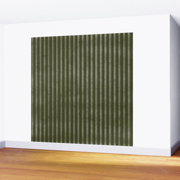 Ribbed (Olive Green) Wall Mural Gallery Image 2