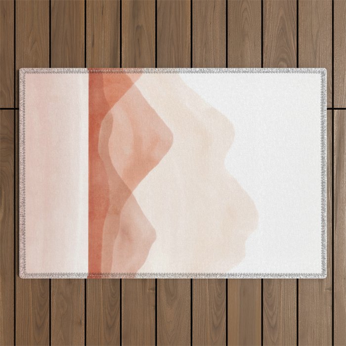 Warm watercolor abstract landscape Outdoor Rug Gallery Image 1