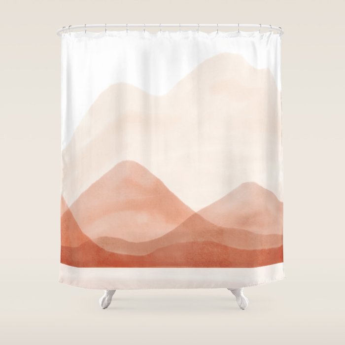 Warm watercolor abstract landscape Shower Curtain Gallery Image 1