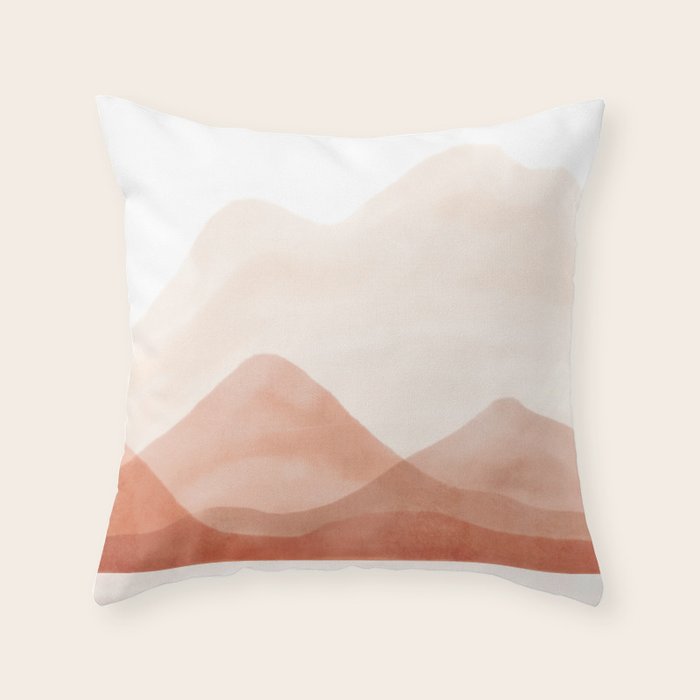 Warm watercolor abstract landscape Throw Pillow Gallery Image 6