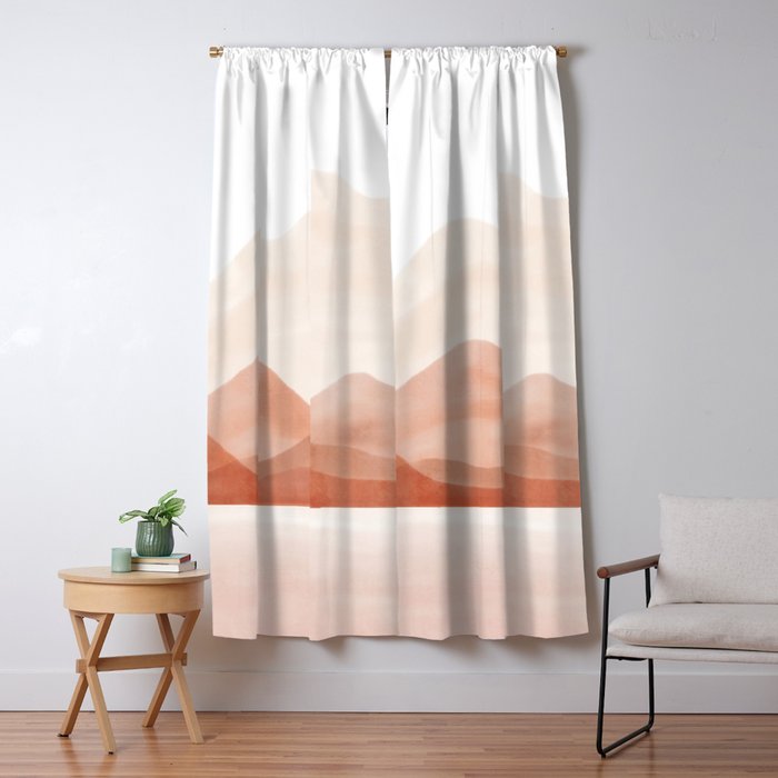 Warm watercolor abstract landscape Window Curtain Gallery Image 5
