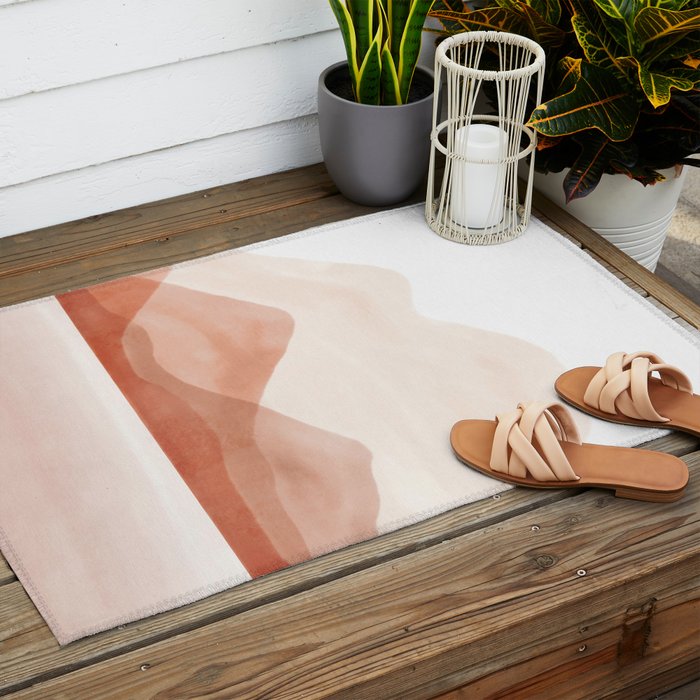 Warm watercolor abstract landscape Outdoor Rug Gallery Image 2