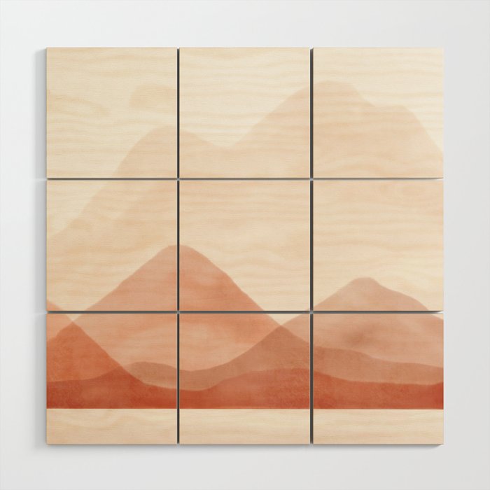 Warm watercolor abstract landscape Wood Wall Art Gallery Image 1