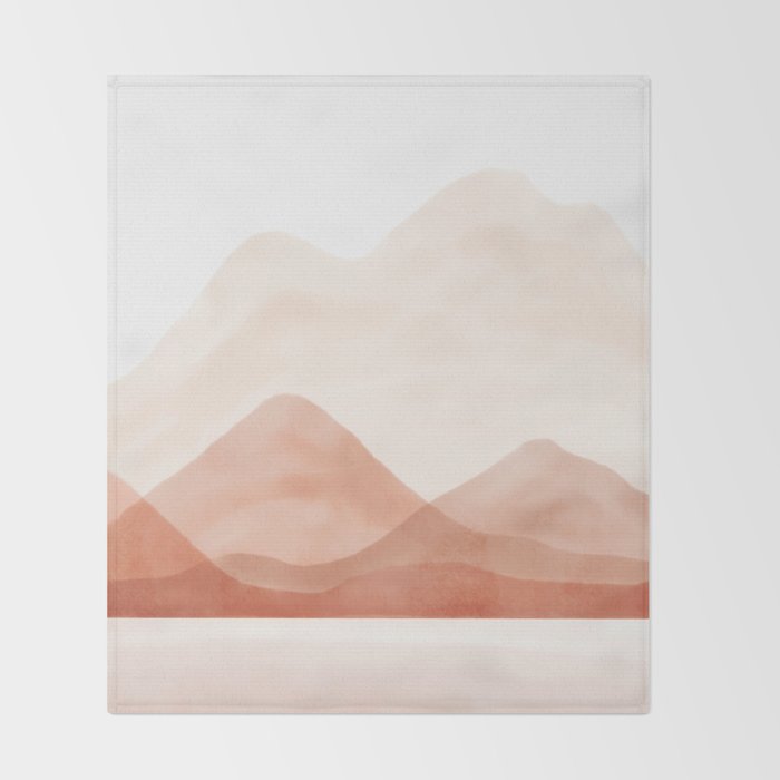 Warm watercolor abstract landscape Throw Blanket Gallery Image 2