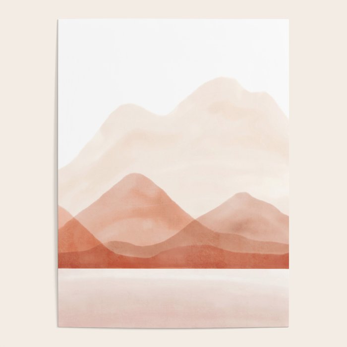 Warm watercolor abstract landscape Poster Gallery Image 1
