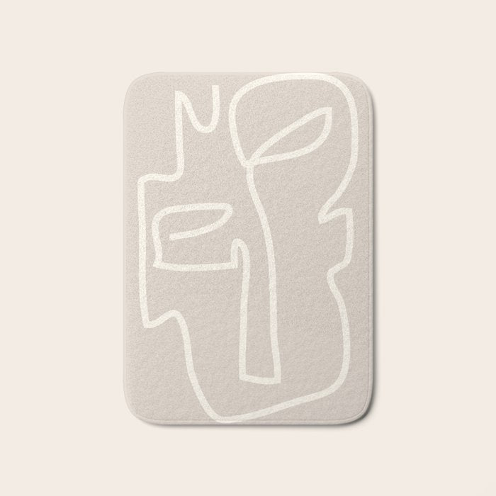 Abstract line art / Face/beige Bath Mat Gallery Image 1