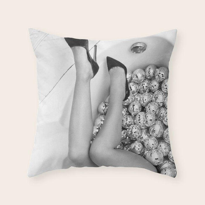 Female Disco Legs - Black White Photography - Photograph Throw Pillow Gallery Image 1