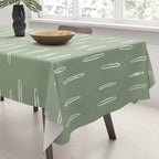 Raindrop Boho Abstract Pattern, Sage Green Tablecloth Gallery Image 3