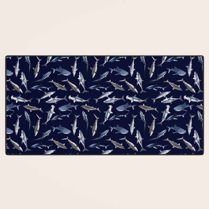 SHARKS PATTERN (NAVY BLUE) Desk Mat Gallery Image 3
