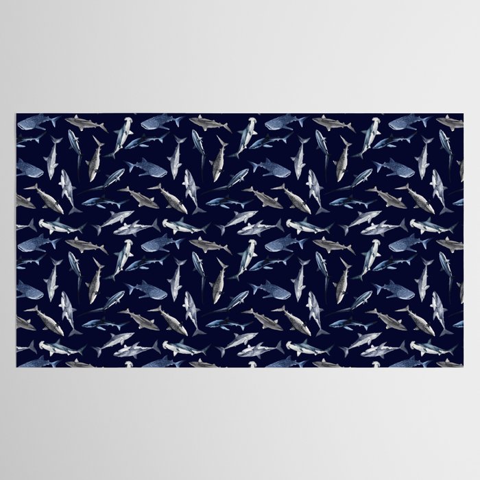 SHARKS PATTERN (NAVY BLUE) Tablecloth Gallery Image 2