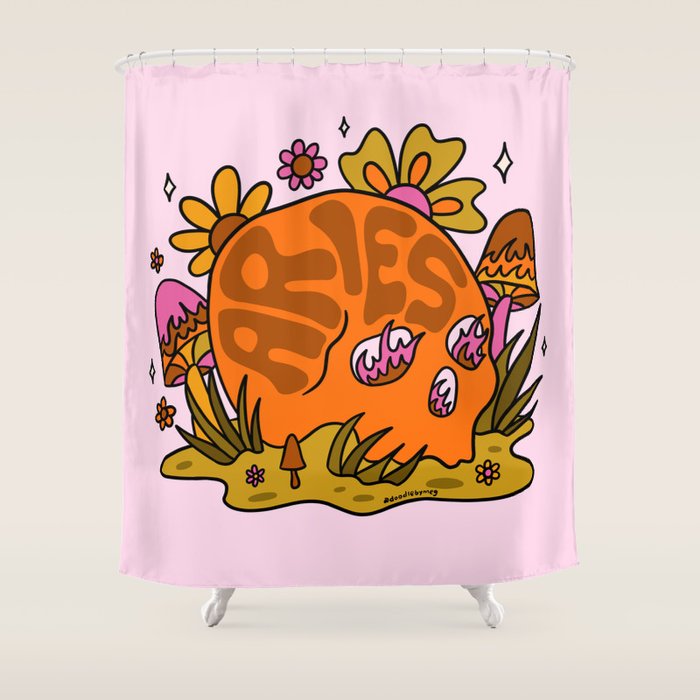Aries Skull Shower Curtain Gallery Image 1