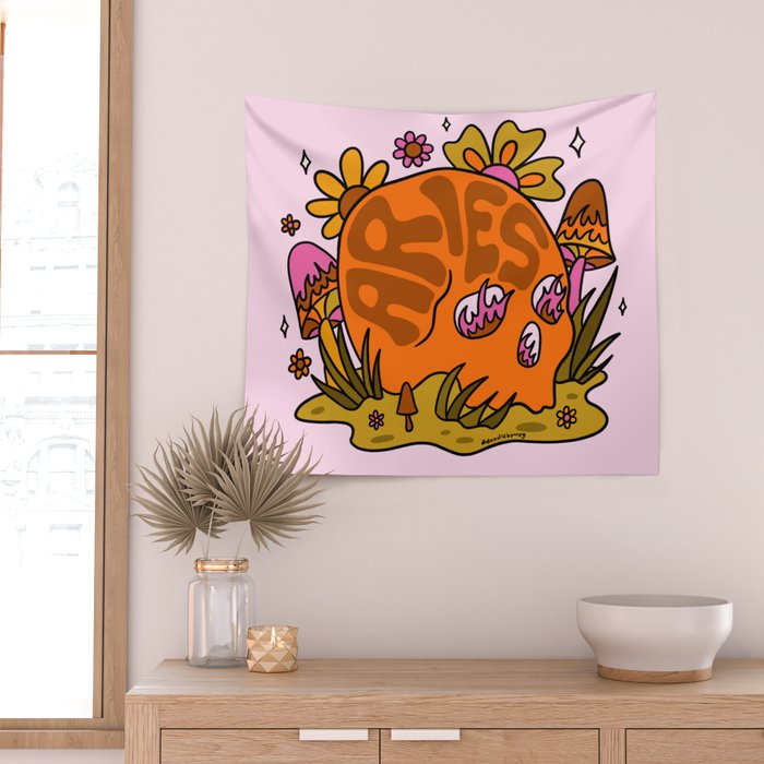 Aries Skull Wall Tapestry Gallery Image 2