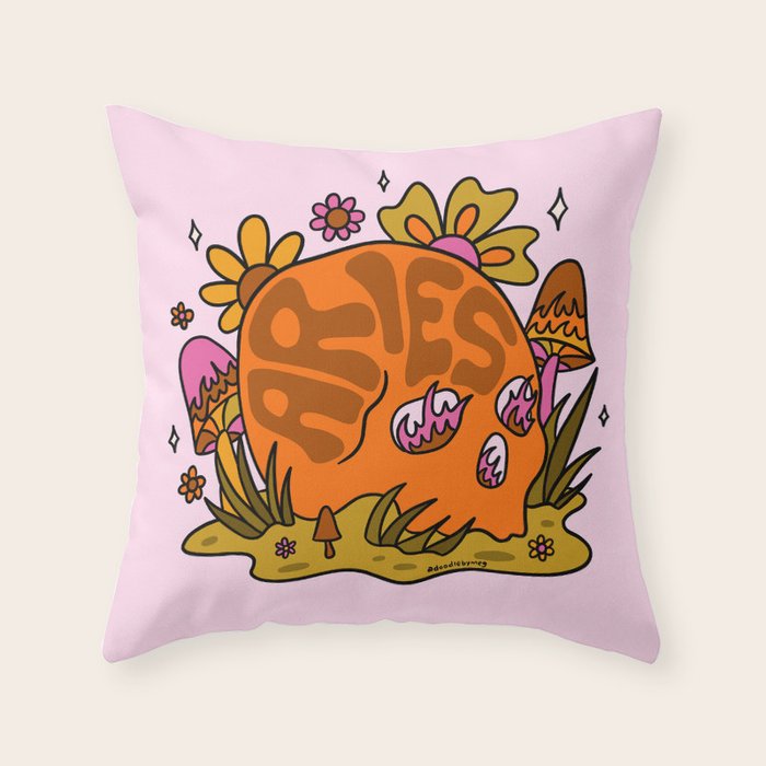 Aries Skull Throw Pillow Gallery Image 6