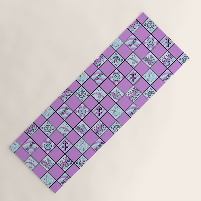 Sagittarius Checkered Print Yoga Mat Gallery Image 1