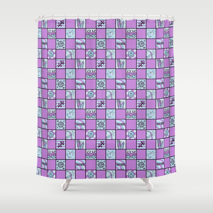 Sagittarius Checkered Print Shower Curtain Gallery Image 1