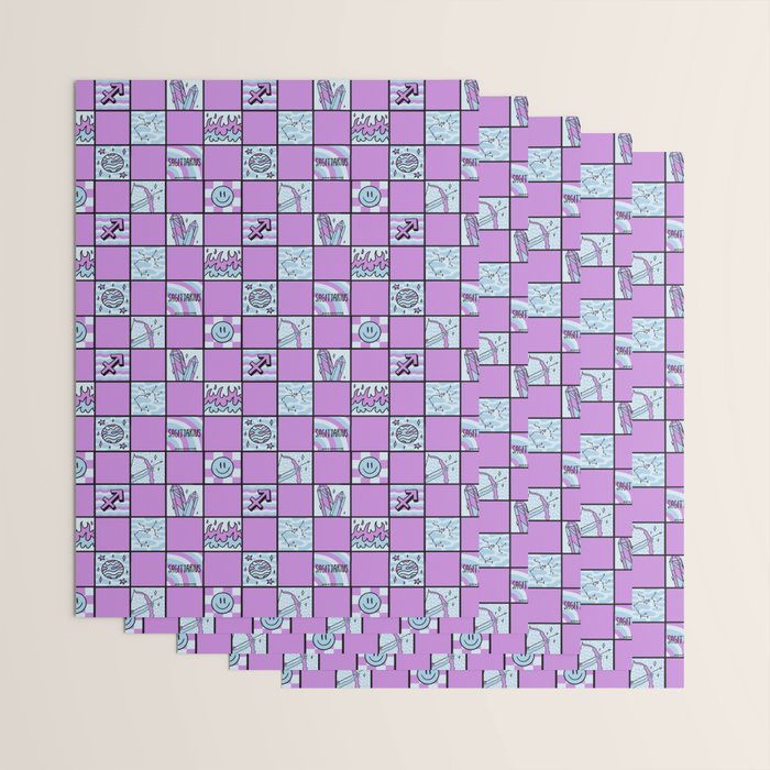 Sagittarius Checkered Print Wrapping Paper Gallery Image 3
