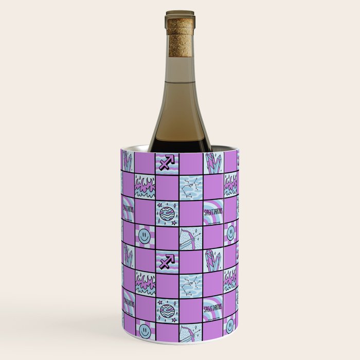 Sagittarius Checkered Print Wine Chiller Gallery Image 1