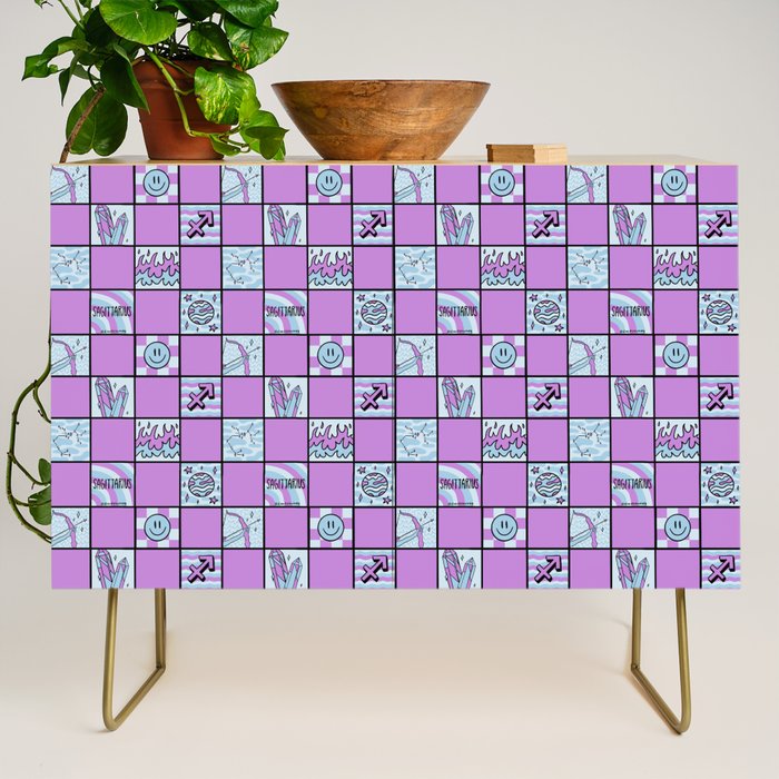 Sagittarius Checkered Print Credenza Gallery Image 1