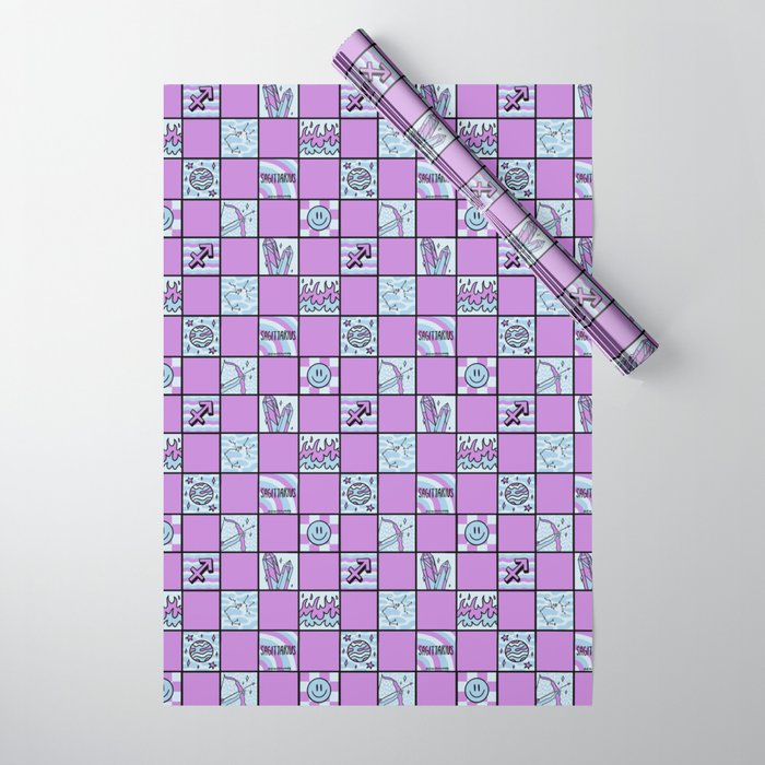 Sagittarius Checkered Print Wrapping Paper Gallery Image 1