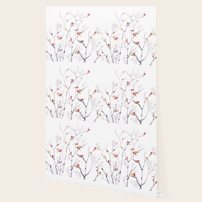 Birch Trees and Cardinal 2  Wallpaper Gallery Image 2