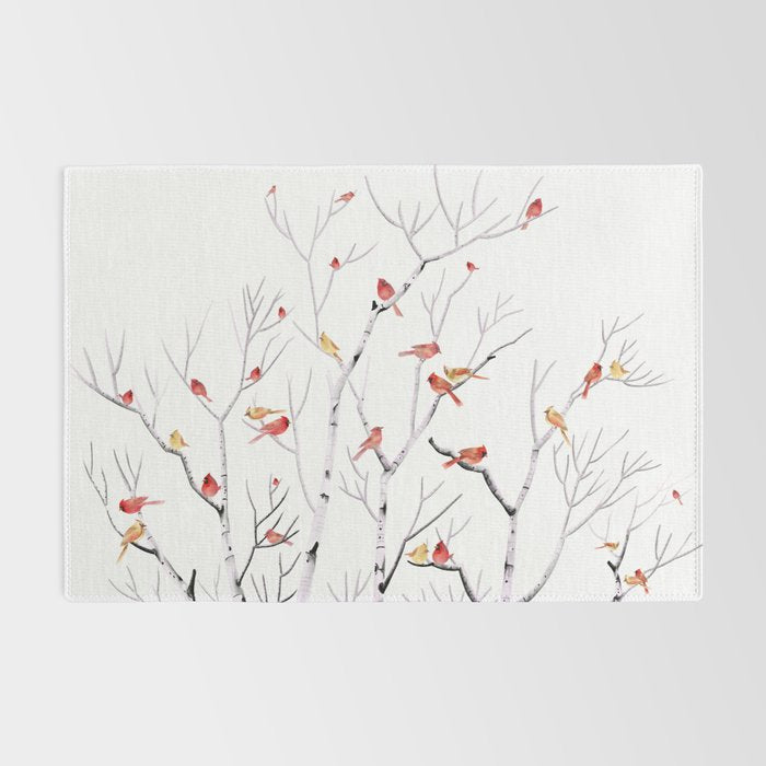 Birch Trees and Cardinal 2  Rug Gallery Image 2