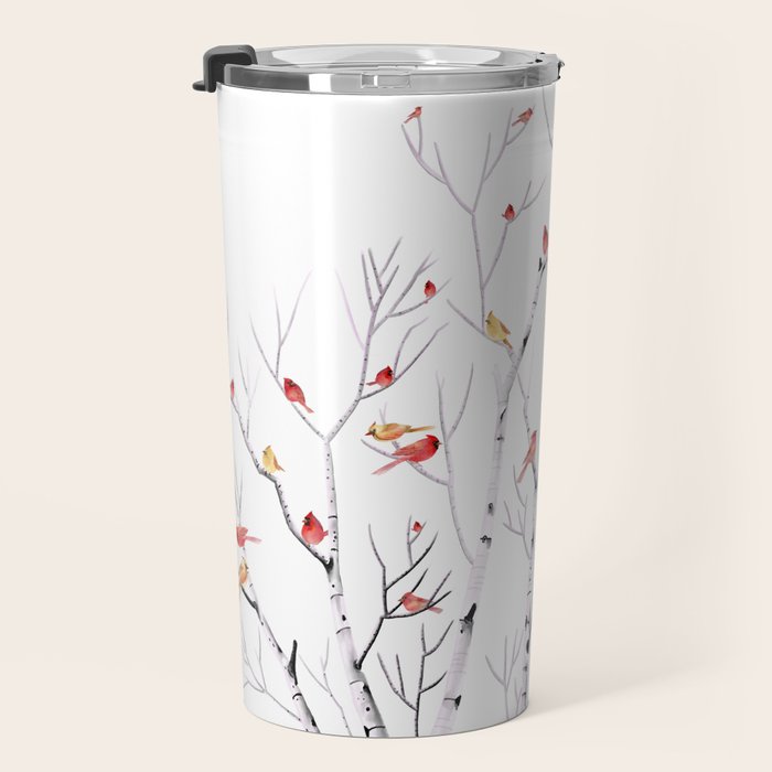 Birch Trees and Cardinal 2  Travel Mug Gallery Image 3