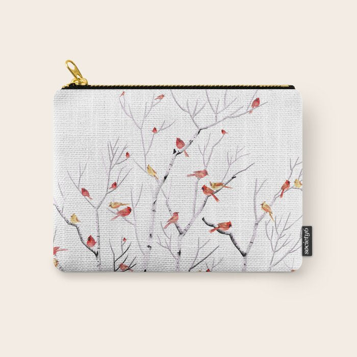 Birch Trees and Cardinal 2  Carry All Pouch Gallery Image 1