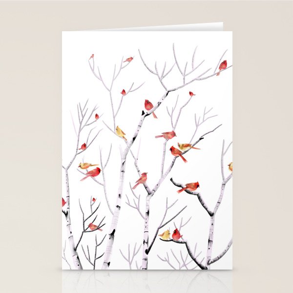 Birch Trees and Cardinal 2  Stationery Card Gallery Image 2
