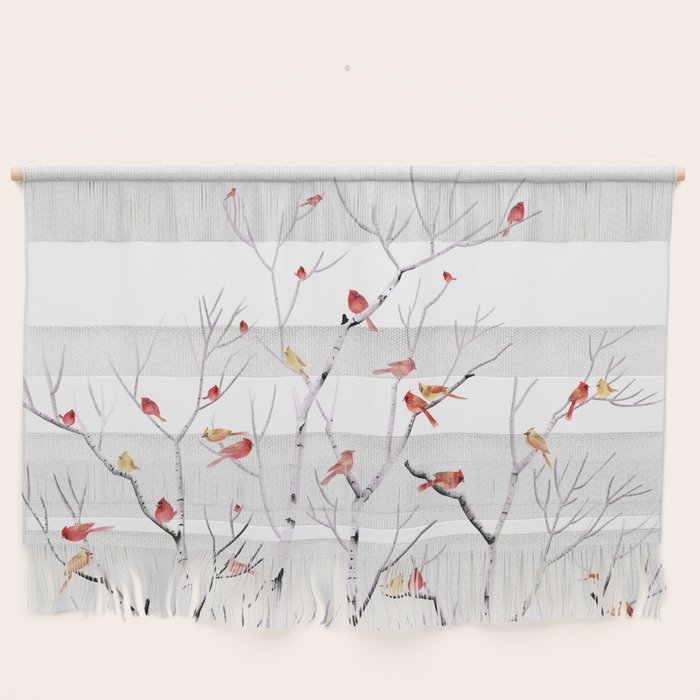 Birch Trees and Cardinal 2  Wall Hanging Gallery Image 1
