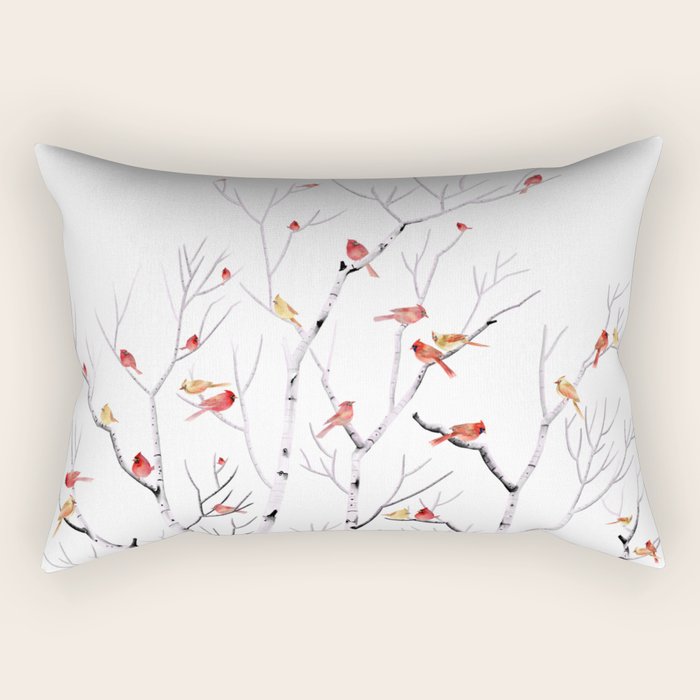 Birch Trees and Cardinal 2  Rectangular Pillow Gallery Image 2