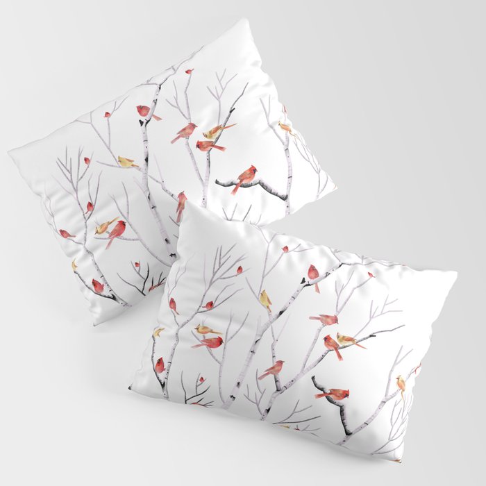 Birch Trees and Cardinal 2  Pillow Sham Gallery Image 3