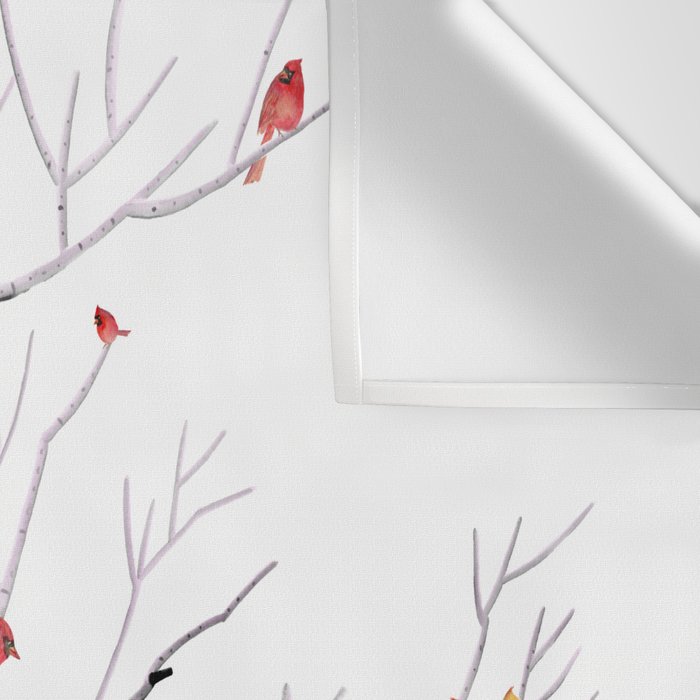 Birch Trees and Cardinal 2  Wall Tapestry Gallery Image 3