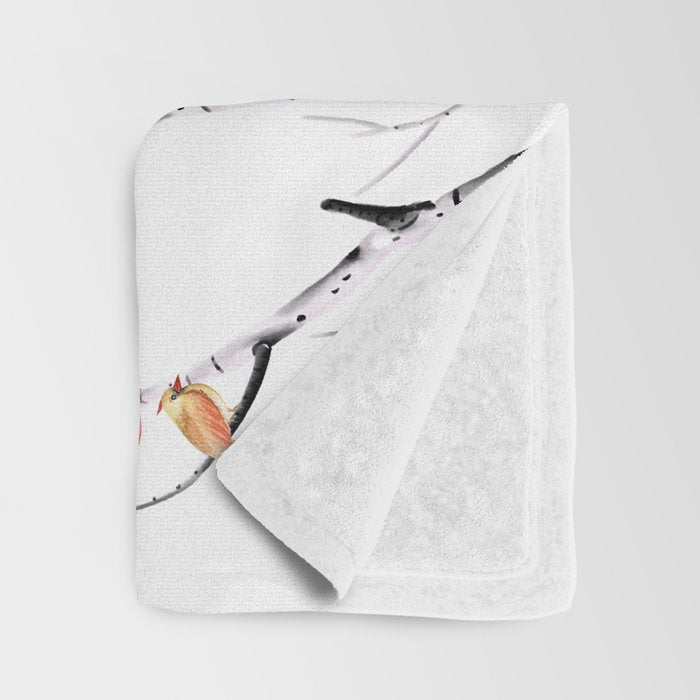 Birch Trees and Cardinal 2  Throw Blanket Gallery Image 3