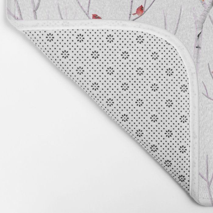 Birch Trees and Cardinal 2  Bath Mat Gallery Image 2