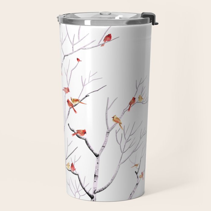 Birch Trees and Cardinal 2  Travel Mug Gallery Image 2