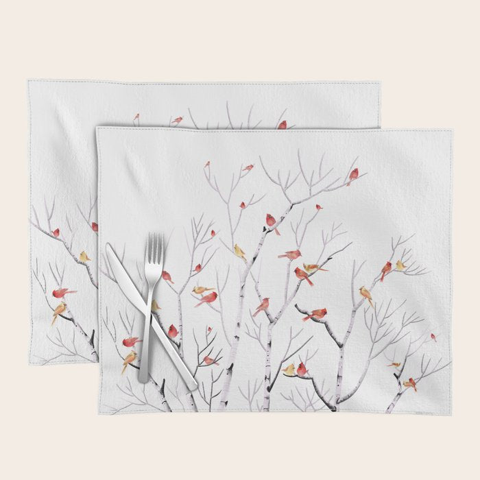 Birch Trees and Cardinal 2  Placemat Gallery Image 1