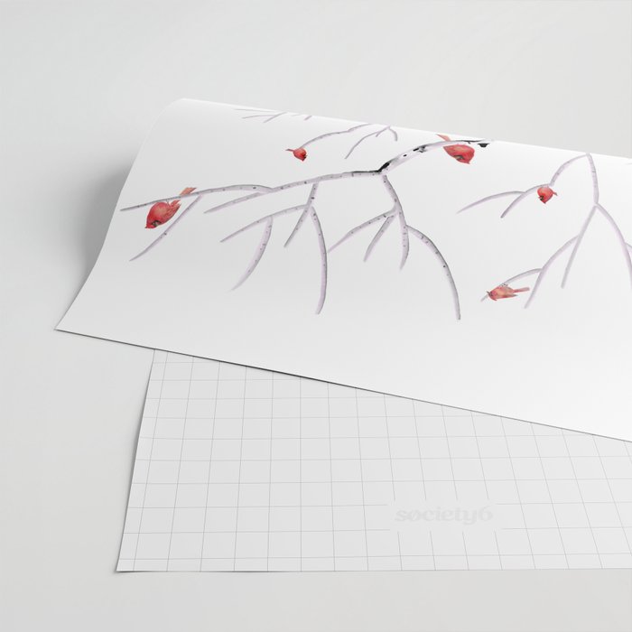 Birch Trees and Cardinal 2  Wrapping Paper Gallery Image 2